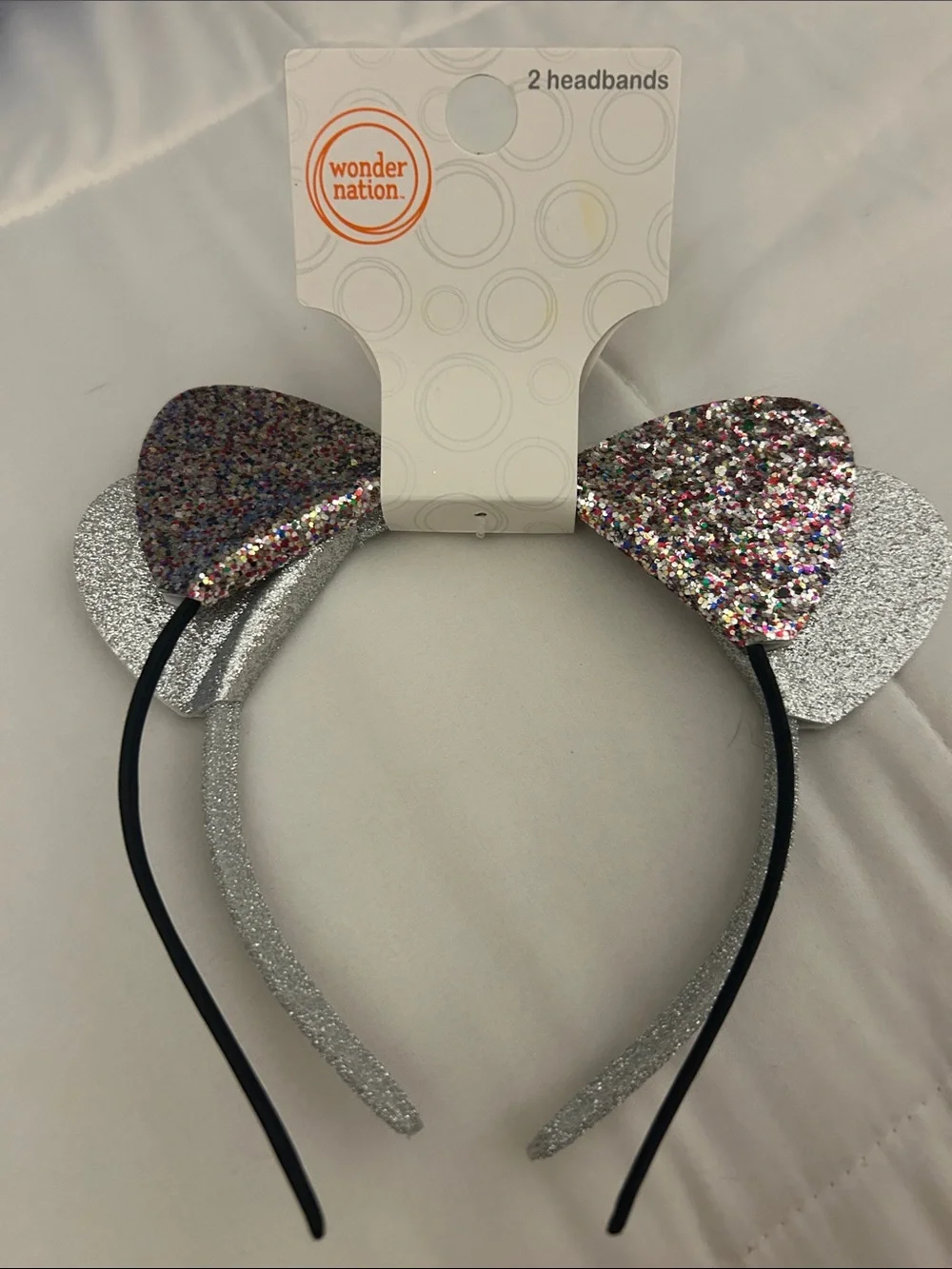wonder nation Girls Glitter Ear Headband Set - Silver & Multicolor